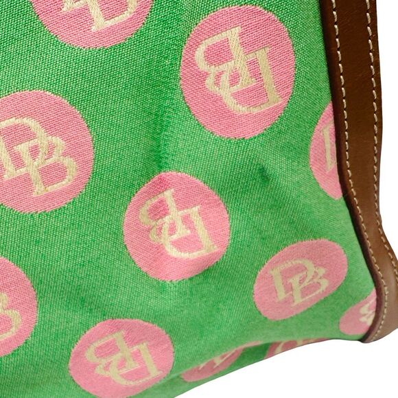 Vintage Dooney & Bourke DB Monogram Handbag - Pink / Green 12.5” x 3.5” x 10.5” - Picture 12 of 14
